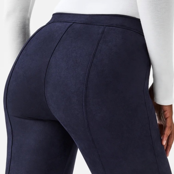 NWT Spanx Faux Suede Flare Pants in Classic Navy - Picture 6 of 11